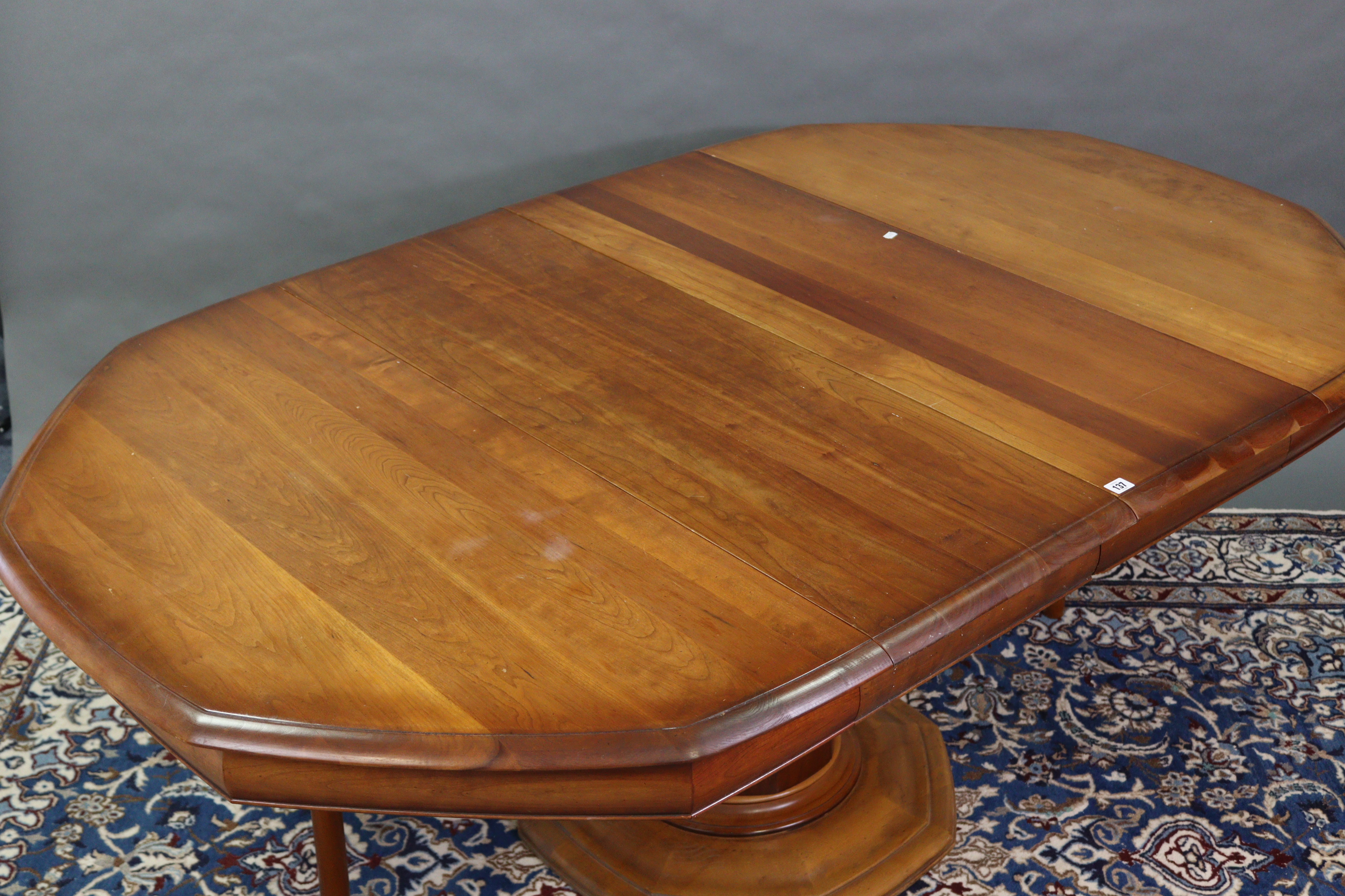 An “ESIGENCE” (Made in France) cherry wood octagonal extending dining table with two additional - Image 4 of 4