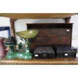 A Murphy valve radio in mahogany-finish case; together with an oak table-top chest; a Sony micro