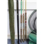 Five fishing rods; a landing net; & various other angler’s accessories.