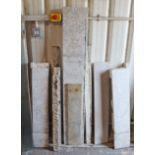 An antique white marble fire surround, 58½” wide x 44” high (w.a.f.).