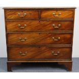 A GEORGIAN-STYLE FIGURED MAHOGANY CHEST, fitted two short & three long graduated drawers with