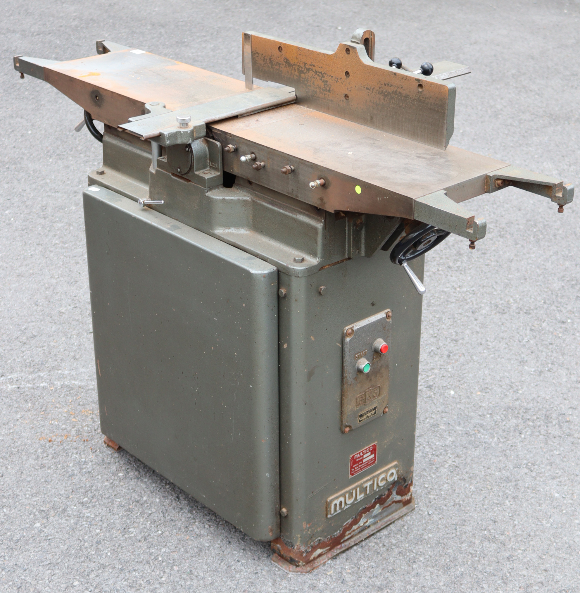 A Multico electrically operated carpenter’s power planer (Model L1), with various accessories, 52¼”