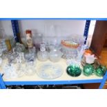 Various items of coloured & plain glassware.