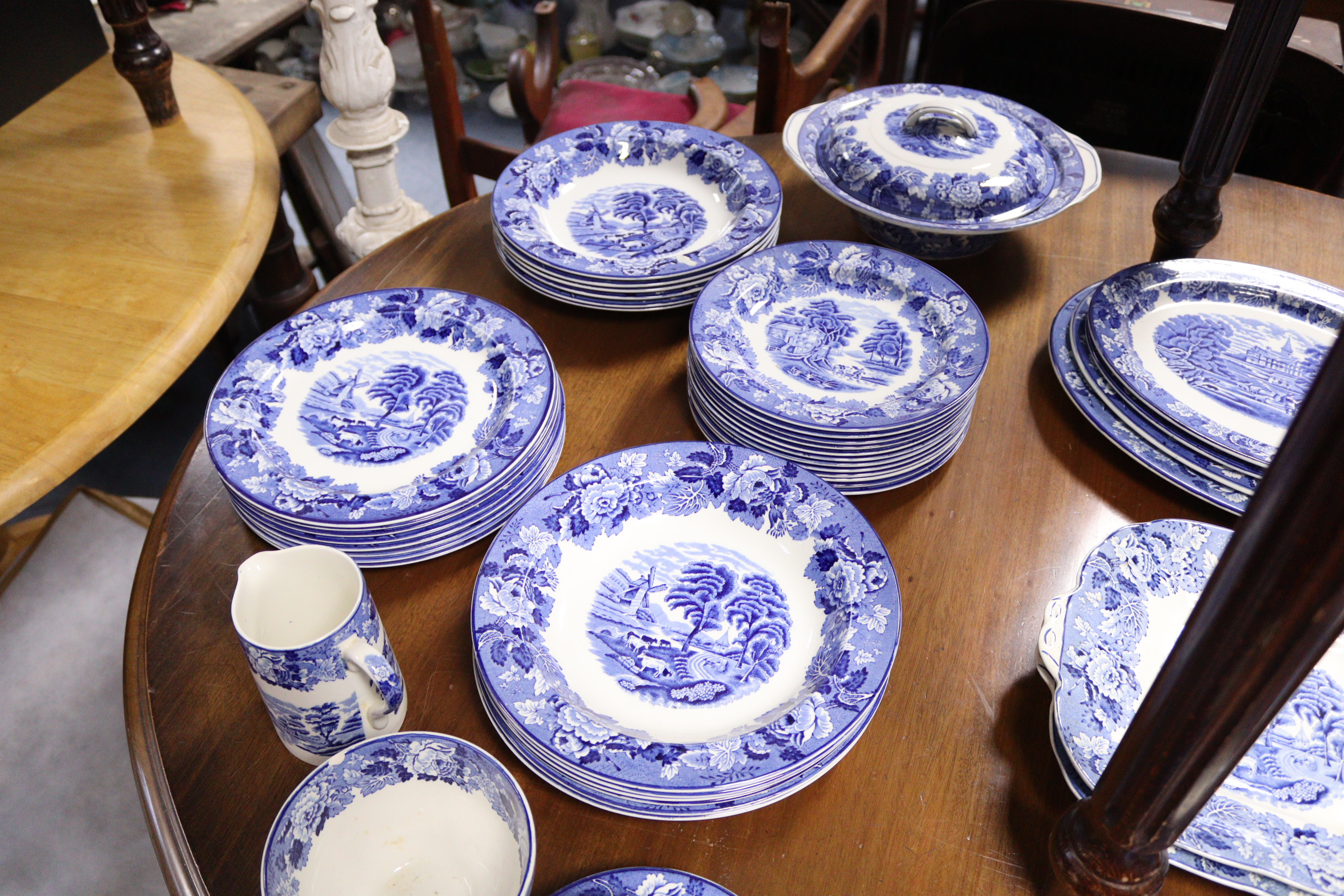 A Woods Ware blue & white “Enoch Woods English Scenery” pattern extensive seventy-piece part - Image 3 of 5