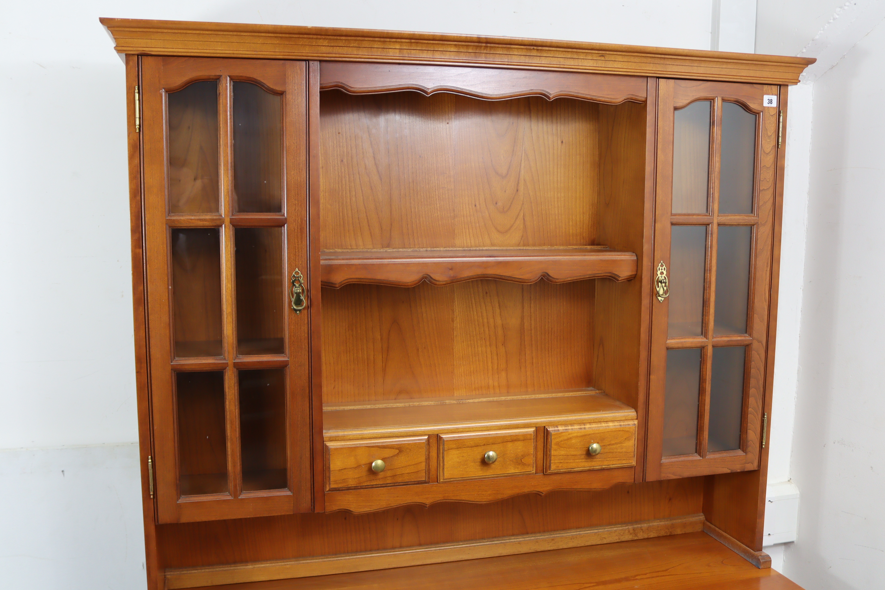 A Younger's cherrywood tall side unit, the upper part fitted open shelf to centre above three small - Image 2 of 6