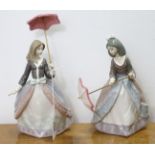Two Lladro Daisa porcelain ornaments, each in the form of a female figure holding a parasol;