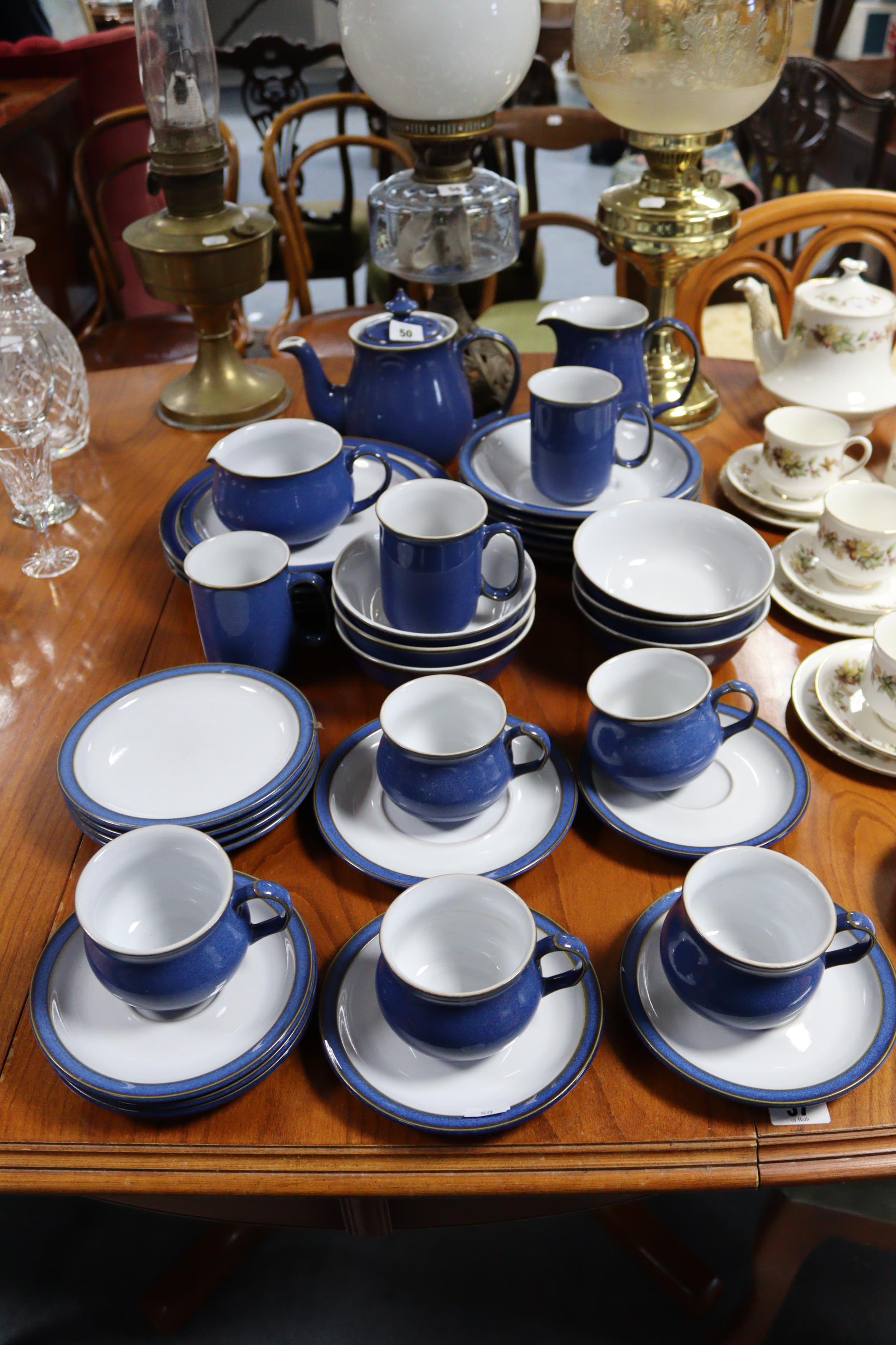 A Denby pottery blue glazed thirty-seven piece part dinner, tea & coffee service; & a Royal Stafford