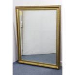 A large gilt frame rectangular wall mirror inset bevelled plate, 35½” x 45½”.