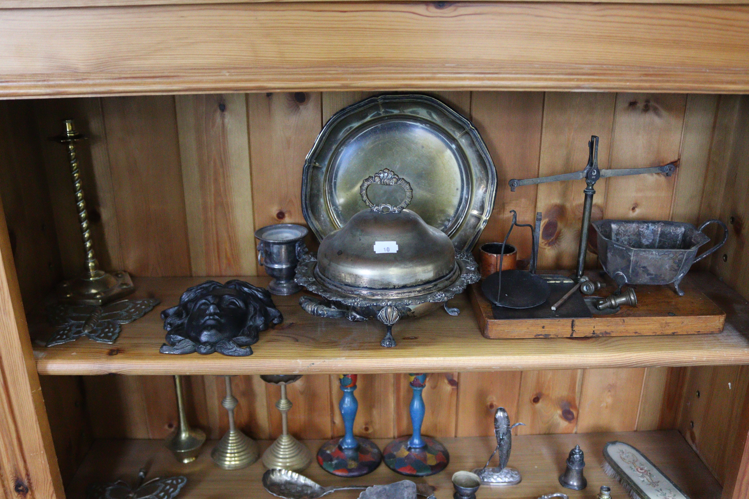 A silver-backed hair brush; together with various items of platedware, metalware, etc. - Image 4 of 5