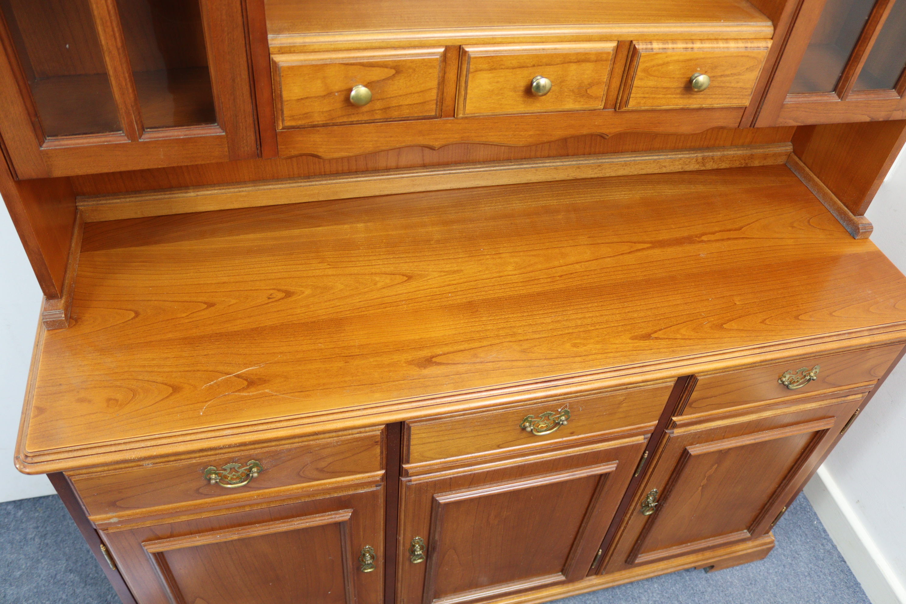 A Younger's cherrywood tall side unit, the upper part fitted open shelf to centre above three small - Image 4 of 6