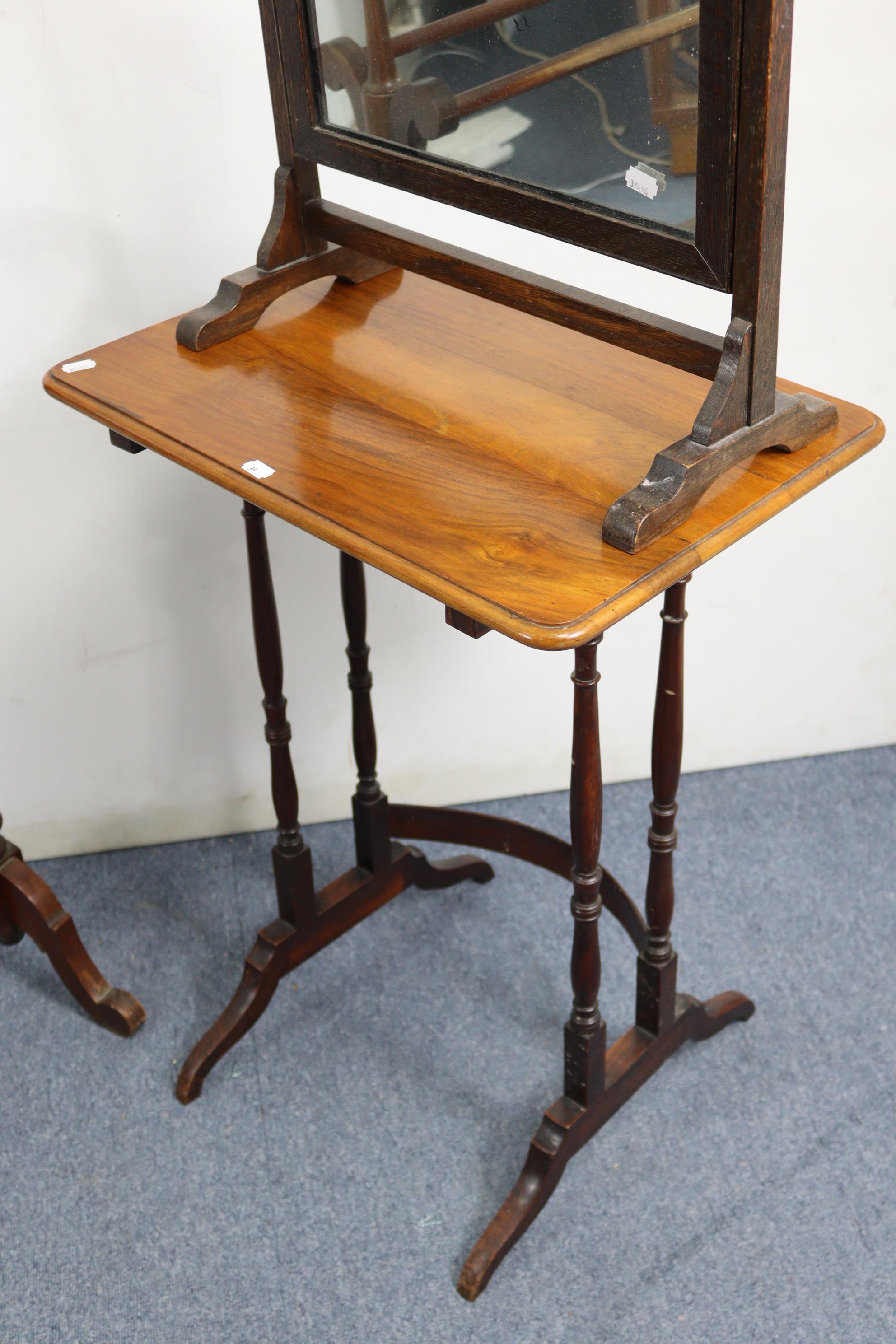 A late Victorian mahogany towel horse, with fluted & turned end supports & cabriole legs, 26½” wide; - Image 3 of 3