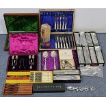 Various items of silver plated & stainless steel flatware & cutlery, cased & un-cased.