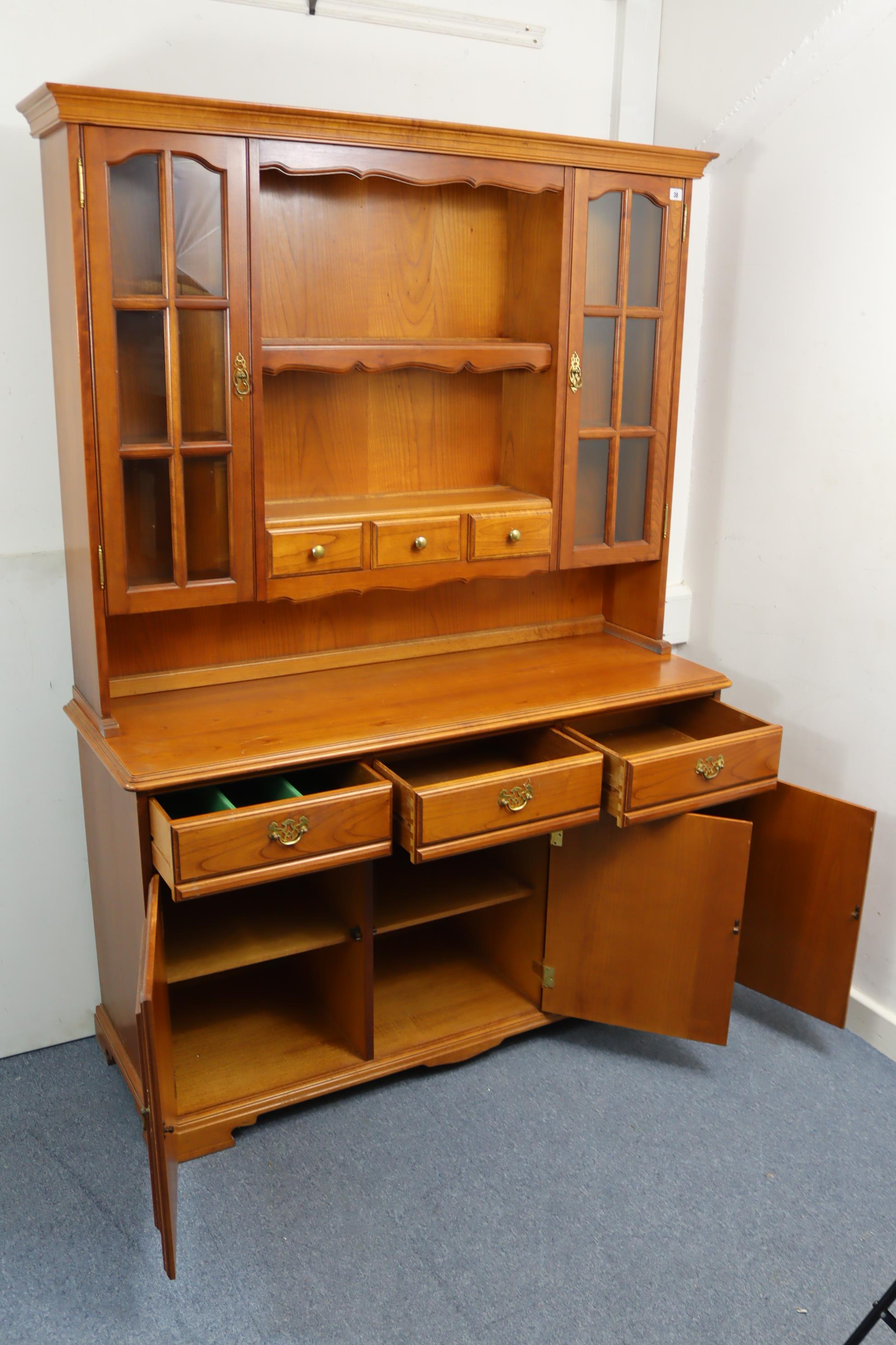 A Younger's cherrywood tall side unit, the upper part fitted open shelf to centre above three small - Image 5 of 6