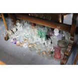 Various items of coloured & plain glassware.