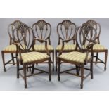 A set of six mahogany frame Hepplewhite-style dining chairs (including a pair of carvers/elbow