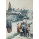 FELICIEN de MYRBACH-RHEINFELD (1853-1940). A street scene in Llangollen with an artist surrounded by