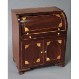 An inlaid mahogany “apprentice-piece” cylinder-front desk, 10” wide x 12” high; a 19th century