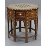 A late 19th/early 20th century Anglo-Indian octagonal Hoshiarpur table with all-over bone &