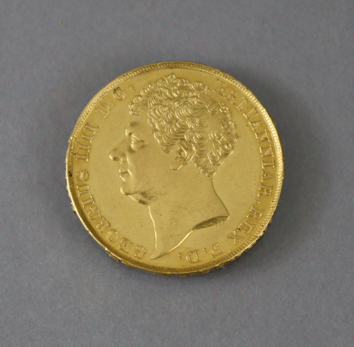 A GEORGE IV GOLD TWO POUNDS COIN, 1823, obverse with bare head facing left, reverse with St. - Image 2 of 6