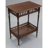 A Victorian mahogany two-tier rectangular occasional table, with spindle rail to the top frieze &