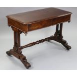 A William IV mahogany side table, with moulded edge to the plain rectangular top, fitted two