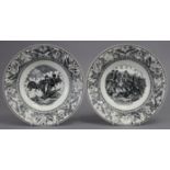 A pair of Dutch Société Céramique soup plates with black transfer scenes titled: “No 10, Napoleon