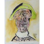 ROBERT DRIESSEN, after PICASSO. Male head-&-shoulders portrait. Signed & inscribed; watercolour &