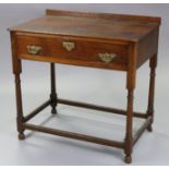 A William & Mary-style joined oak side table with raised back & rounded corners to the rectangular