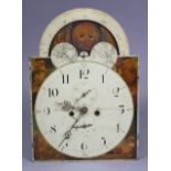 An early 19th century longcase clock movement with 14” painted arch dial inscribed: “Jno. Jones,