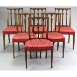 A set of six mahogany Sheraton-style dining chairs by Charles Baker of Bath, with open splat