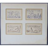 JACK BUTLER YEATS, R.H.A. (1871-1957). Four greetings cards, wood engravings, two printed in