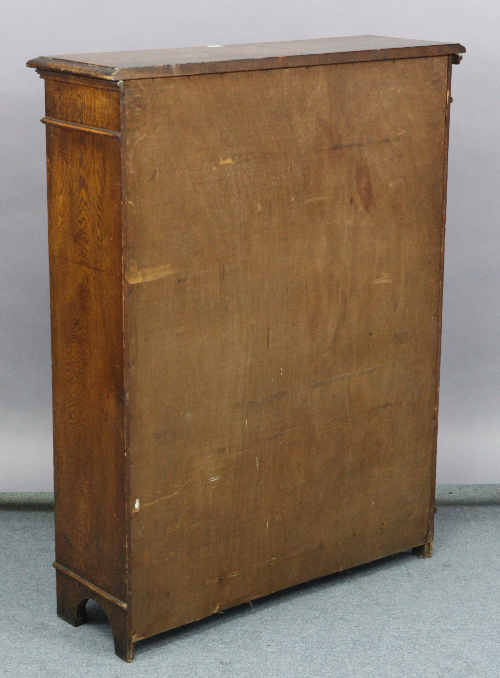 A carved oak standing open bookcase fitted three shelves, 36” wide x 46½” high. - Image 2 of 2