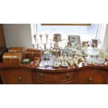 Various items of platedware, decorative china, glassware, etc.