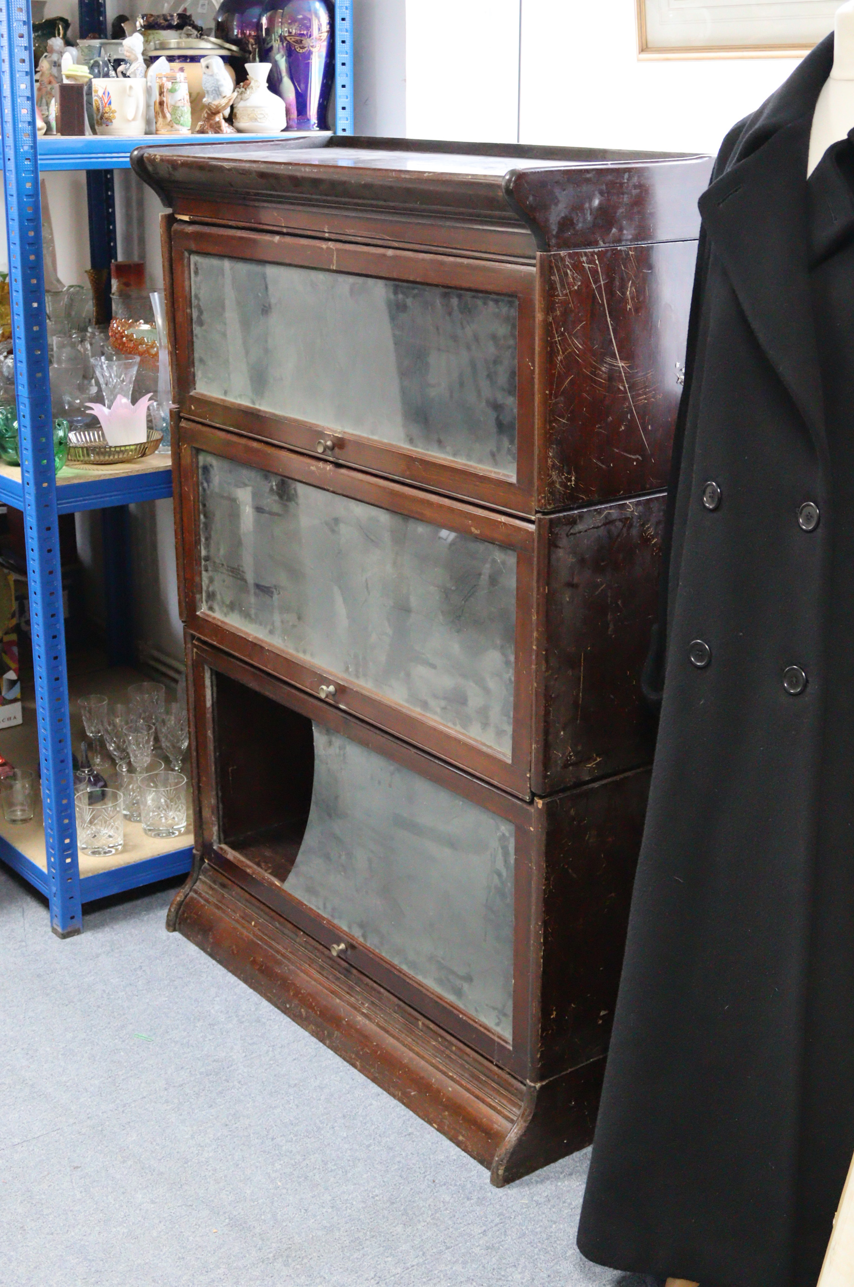 A mahogany Globe-Wernicke-type three-tier sectional bookcase (slight faults), 34” wide x 50” high. - Image 2 of 2