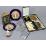 A Dunhill cigarette lighter; various loose cigarette cards; a part set of fish eaters, etc.