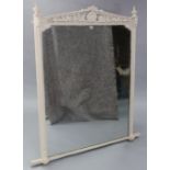 A late 19th/early 20th century overmantel mirror in white painted wooden frame with