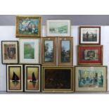 Various decorative paintings, prints & picture frames.