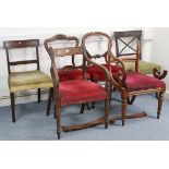 Six various late Georgian/early Victorian dining chairs (including two carvers), part w.a.f.