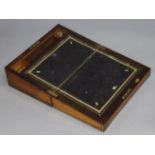 A Victorian rosewood & brass writing slope with fitted interior, 13¾” wide.