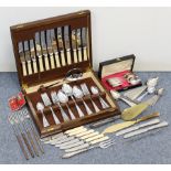 A canteen of Blaydon’s plated & stainless steel cutlery comprising forty-five items & in oak case;