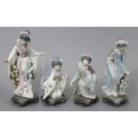 Four Lladro Daisa porcelain oriental female figures.