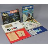 A Capri board game “Conquer Everest”; a Parker Bros. board game “Colditz”, both boxed; & various