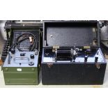 A vintage Cox-Cavendish electric shock machine in black fibre-covered case; & a British Military