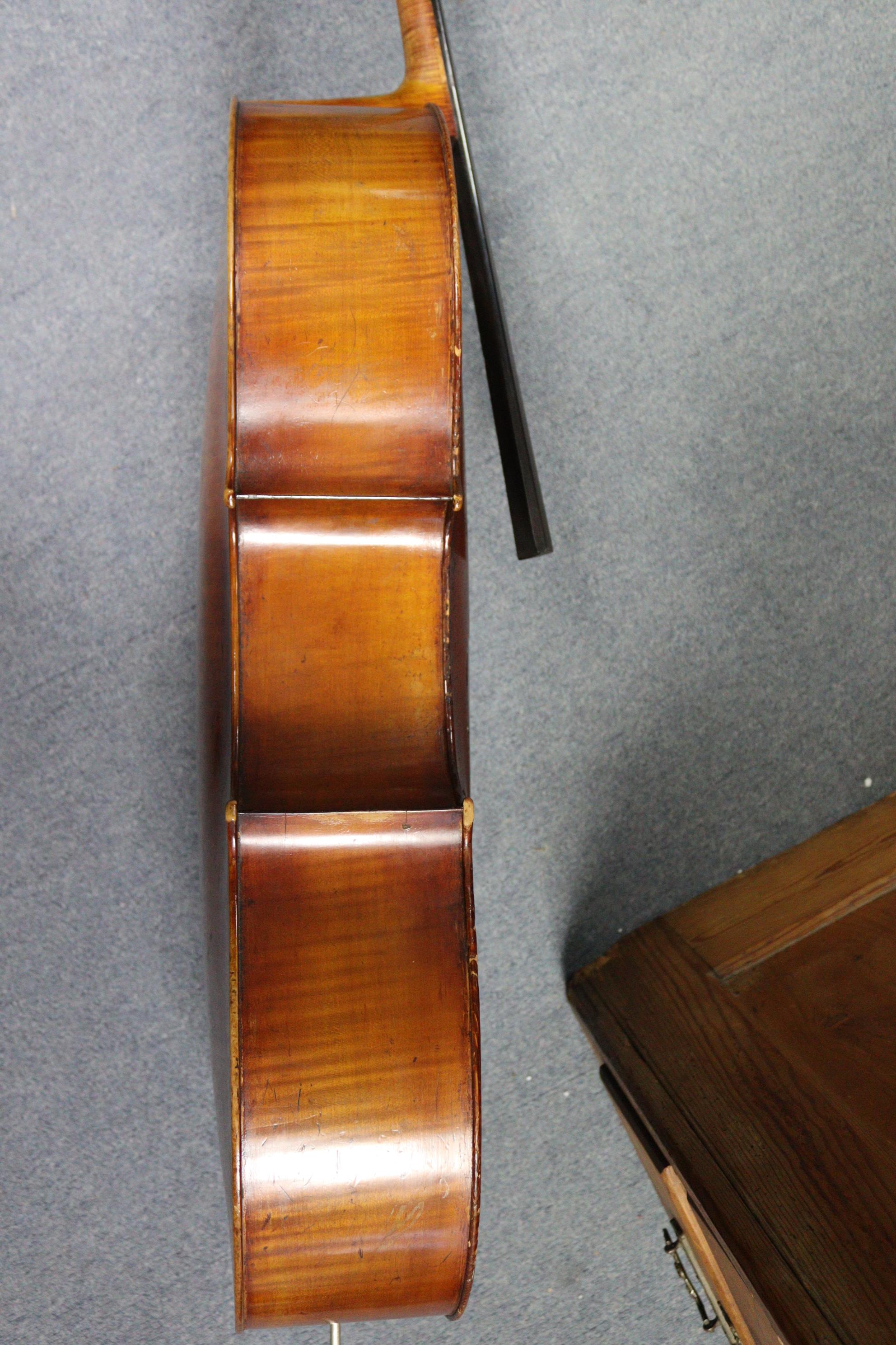 A mahogany cello (lacking strings), 49¾” tall, bears label “Made for Hart & Son, 28, Wardour St, Lo - Image 11 of 27