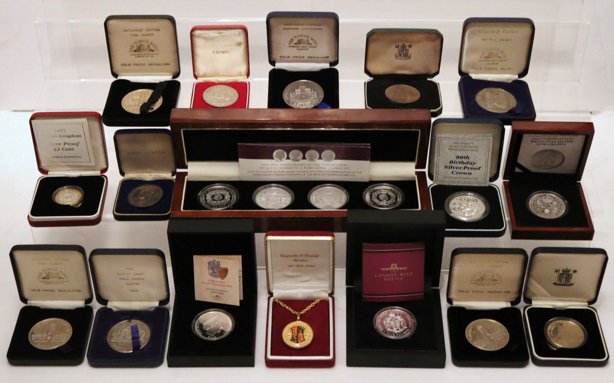 A set of four silver Tristan da Cunha 2013 Crowns commemorating the Diamond Jubilee of Queen