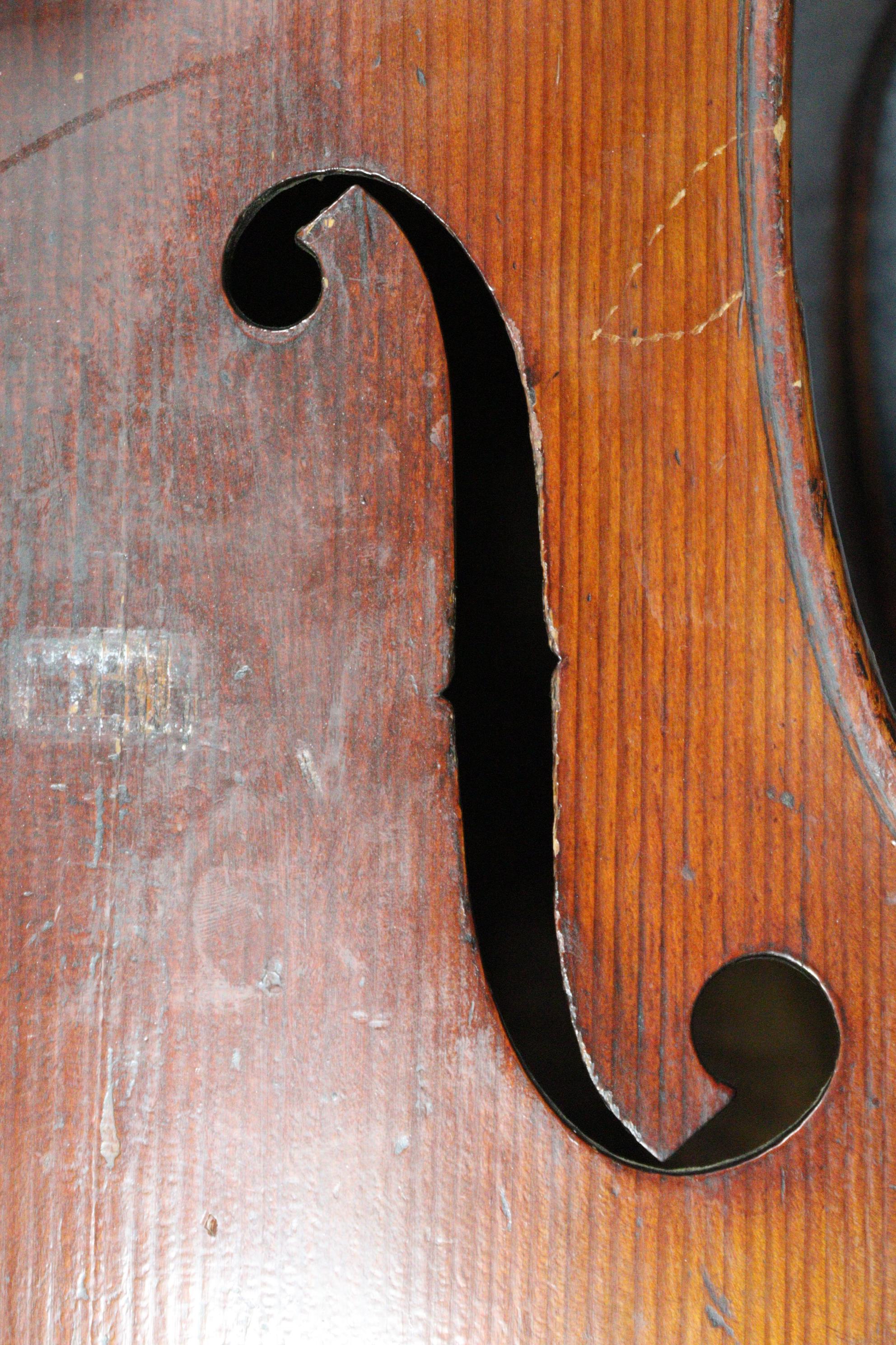 A mahogany cello (lacking strings), 49¾” tall, bears label “Made for Hart & Son, 28, Wardour St, Lo - Image 14 of 27