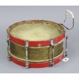 A mid-20th century German snare drum bears plaque “Leberecht Fischer” 15” (w.a.f.).