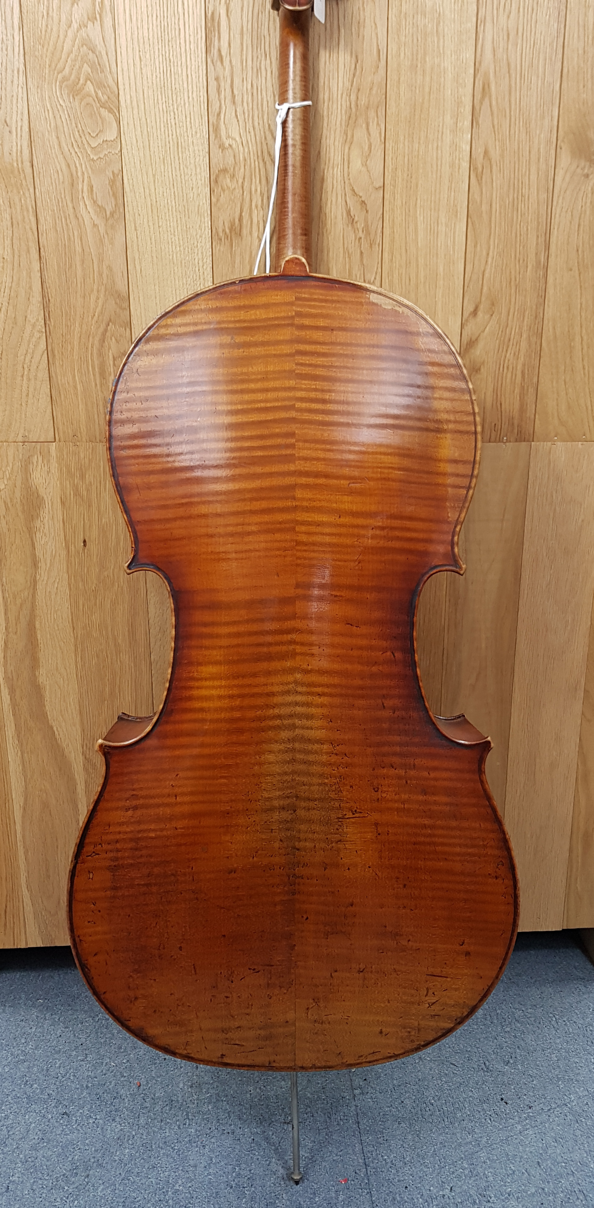 A mahogany cello (lacking strings), 49¾” tall, bears label “Made for Hart & Son, 28, Wardour St, Lo - Image 4 of 27