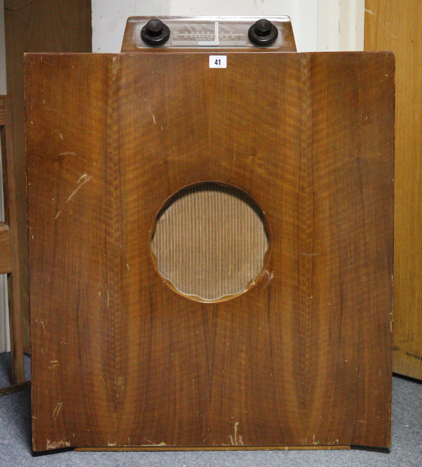 A Murphy floor-standing valve radio (Model No. 146), in walnut case, 25¾” wide x 32” high.