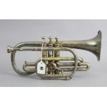 A Hawkes & Son of London chrome-plated clippertone class A cornet (No. 39244), 13½” long.